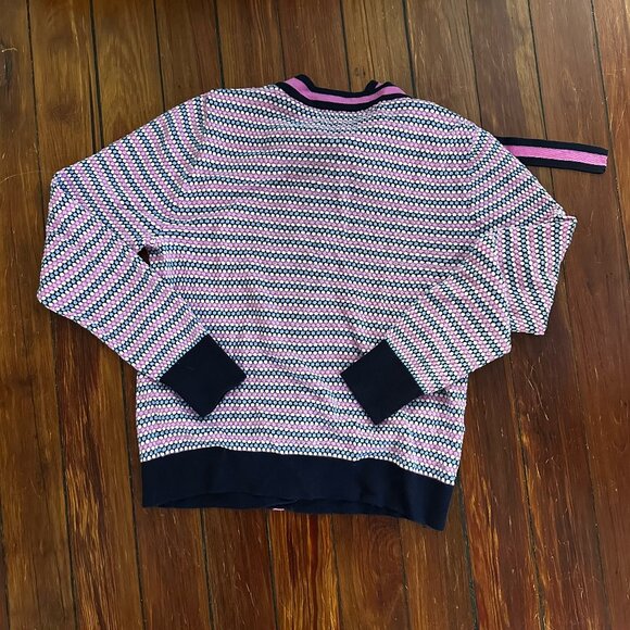 J. Crew Lady Cardigan In Navy Fuchsia - Picture 6 of 6